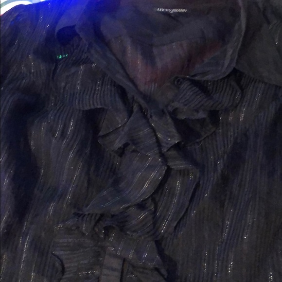 Lucky Brand black silk blouse with metallic. SizeM🔺FIRM🔺 - Picture 6 of 8